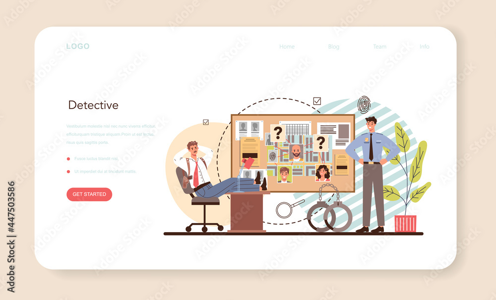 Professional detective web banner or landing page. Agency investigating Professional detective web banner or landing page. Agency investigating