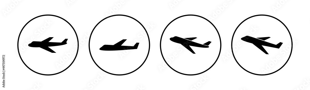 Plane icon set. Airplane icon vector. Flight transport symbol. Travel illustration. Holiday symbol Plane icon set. Airplane icon vector. Flight transport symbol. Travel illustration. Holiday symbol