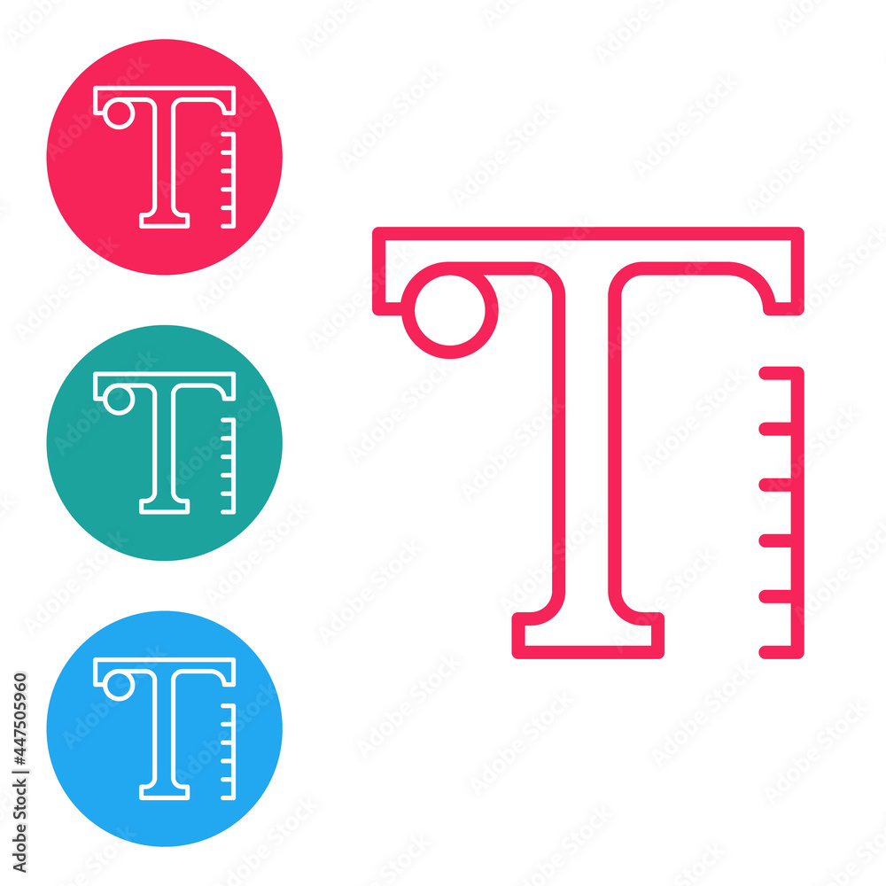 Red line Text icon isolated on white background. Set icons in circle buttons. Vector Red line Text icon isolated on white background. Set icons in circle buttons. Vector