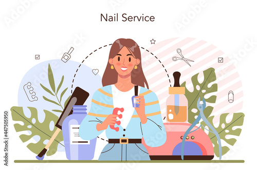 Manicurist service concept. Beauty salon worker. Nail treatment