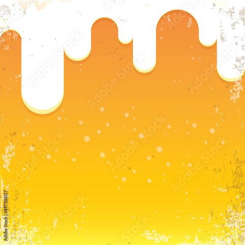 vector beer background with white foam and bubbles. light beer poster design template