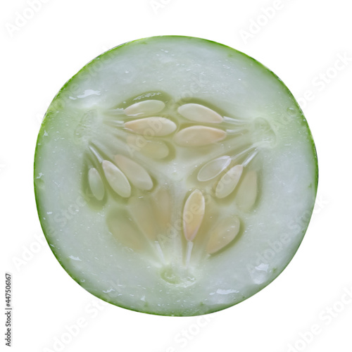 Cucumber slice isolated on white background