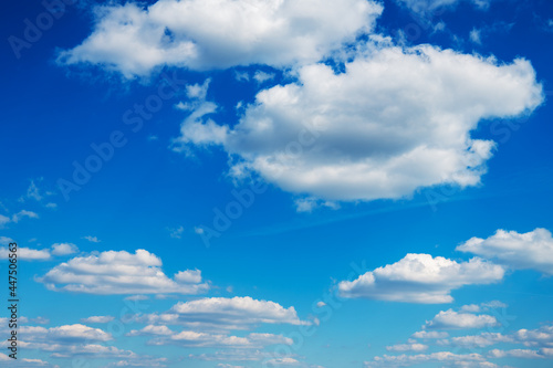 White clouds in blue sky.