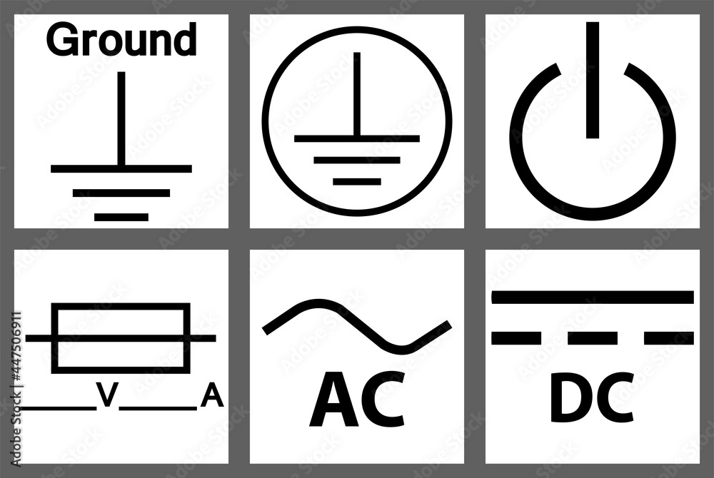 Protective Earth Ground,DC,AC circuit power Symbol Sign Stock Vector ...