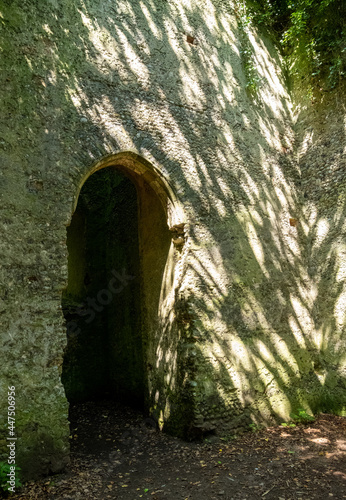 Fototapeta Naklejka Na Ścianę i Meble -  The overgrown ruins of St Mary’s church, located in a woods in East Somerton near Winterton-on-Sea, North Norfolk UK.