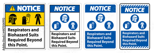 Warning PPE Sign Respirators And Biohazard Suits Required Beyond This Point