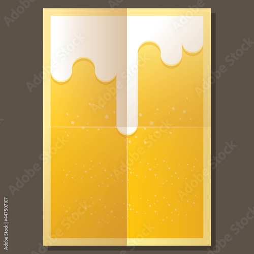 vector beer a4 poster background with white foam and bubbles. light beer poster design template