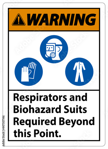 Warning PPE Sign Respirators And Biohazard Suits Required Beyond This Point
