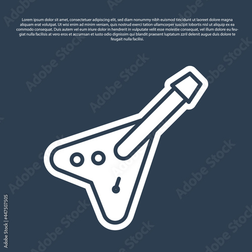 Blue line Electric bass guitar icon isolated on blue background. Vector