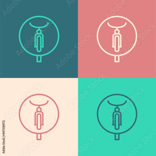 Pop art line Bicycle icon isolated on color background. Bike race. Extreme sport. Sport equipment. Vector