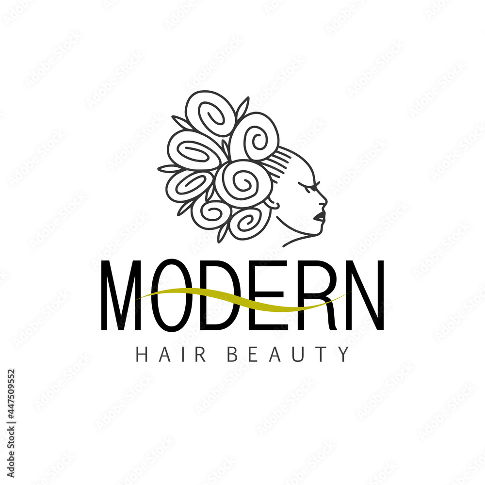 Obraz premium Women's faces in one line art style with flowers. Continuous line art in elegant style for beautique logo, wedding logo etc. Beautiful women face Vector illustration