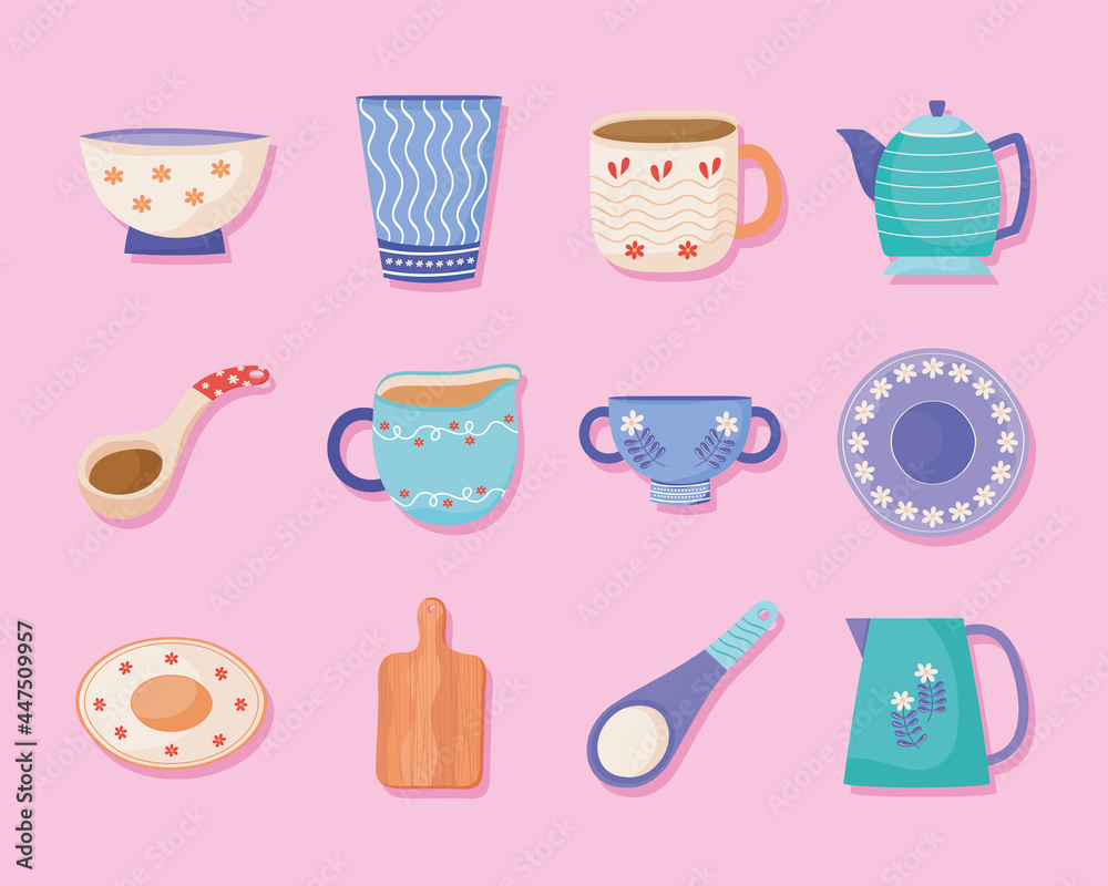 collection of icons ceramic utensils collection of icons ceramic utensils