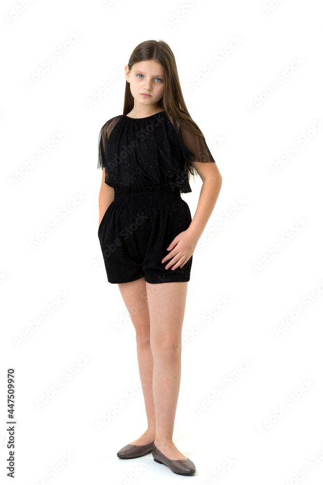 Fototapeta premium Full length shot adorable girl smiling at camera
