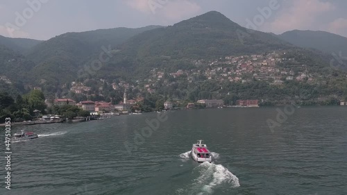 Aerial footage drone view of Manor Villa Plane Tree, in Como on Lake Lombardia Italy // no video editing photo