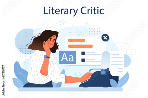 Literary critic concept. Professional journalist making review and ranking