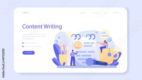 Speechwriting web banner or landing page. Professional speaker or journalist