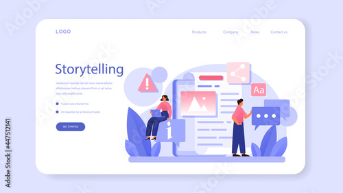 Storytelling web banner or landing page. Professional speechwriter