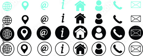 Set of contact and web icons . Communication vector  symbols.