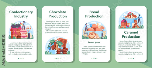 Confectionery production industry mobile application banner set