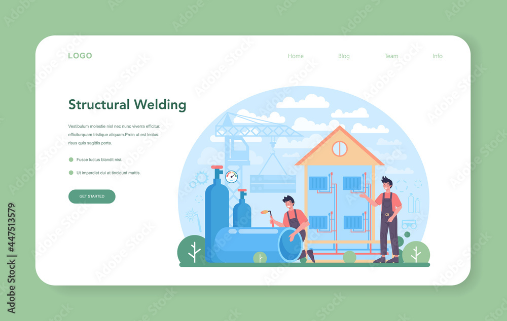 Welder and welding service concept web banner or landing page