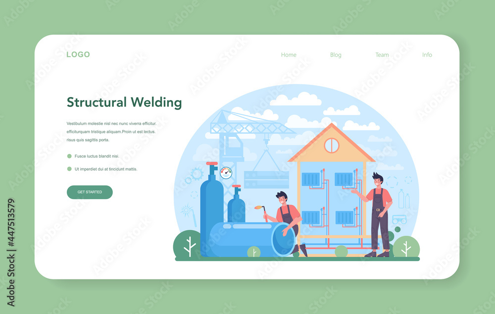 Welder and welding service concept web banner or landing page Welder and welding service concept web banner or landing page