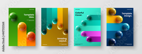 Premium booklet A4 vector design concept bundle. Amazing realistic balls banner layout collection.