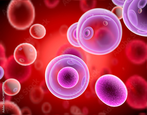 Fotografija T cells attacking cancer cells, 3D illustration