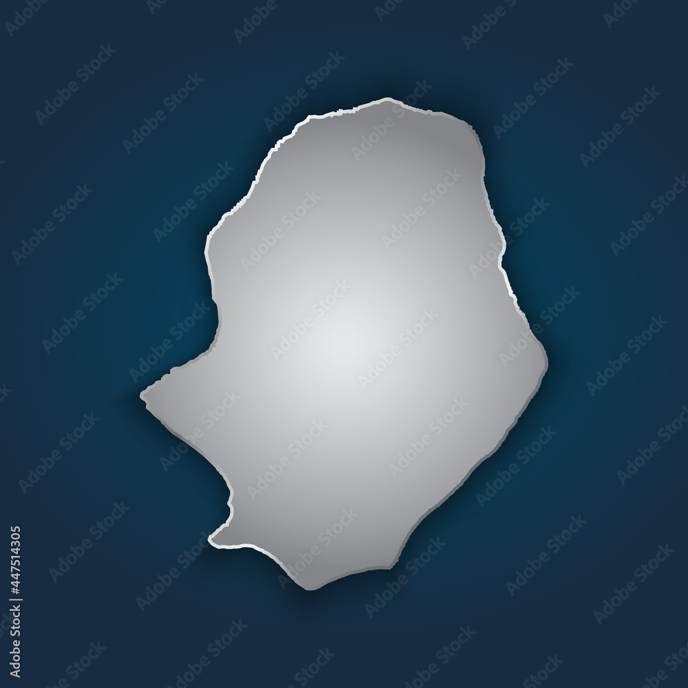 Niue map 3D metallic silver with chrome, shine gradient on dark blue background. Vector illustration EPS10.