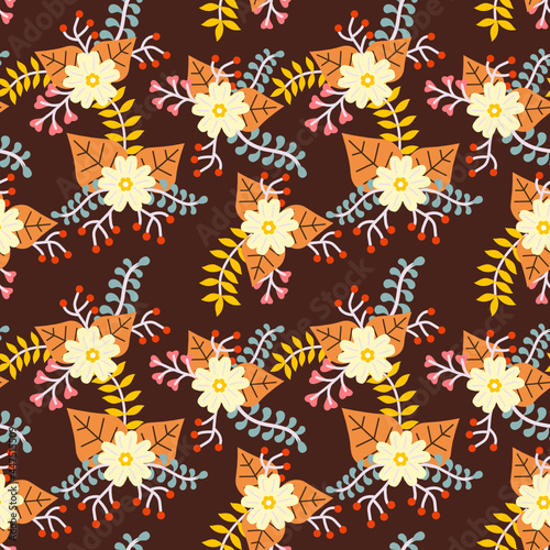 flower autumn seamless pattern vector background