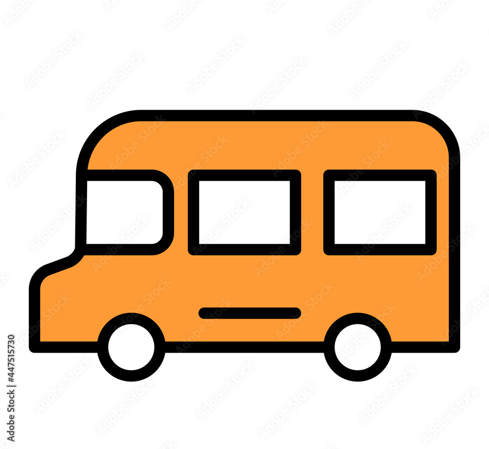 School bus yellow icon concept.