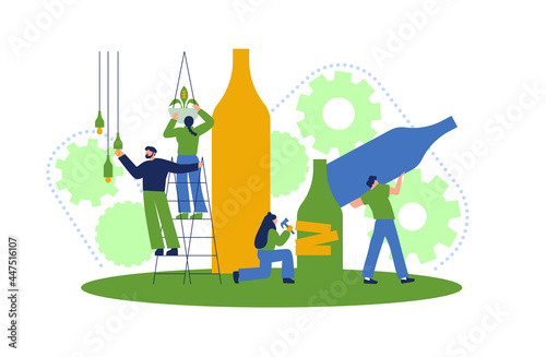 People team upcycle together eco friendly concept