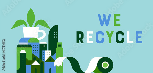 We recycle eco friendly green city banner