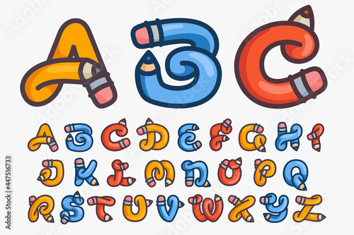 Alphabet made of a pencils.