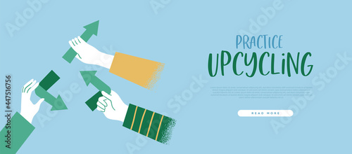 Upcycling people hand arrow symbol template