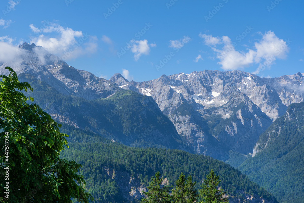 View from the Eckbauer mountain over the Bavarian Alps near Garmisch-Partenkirchen	