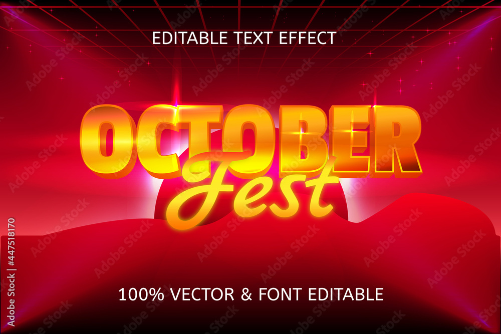 october fest style retro editable text effect - obrazy, fototapety, plakaty 