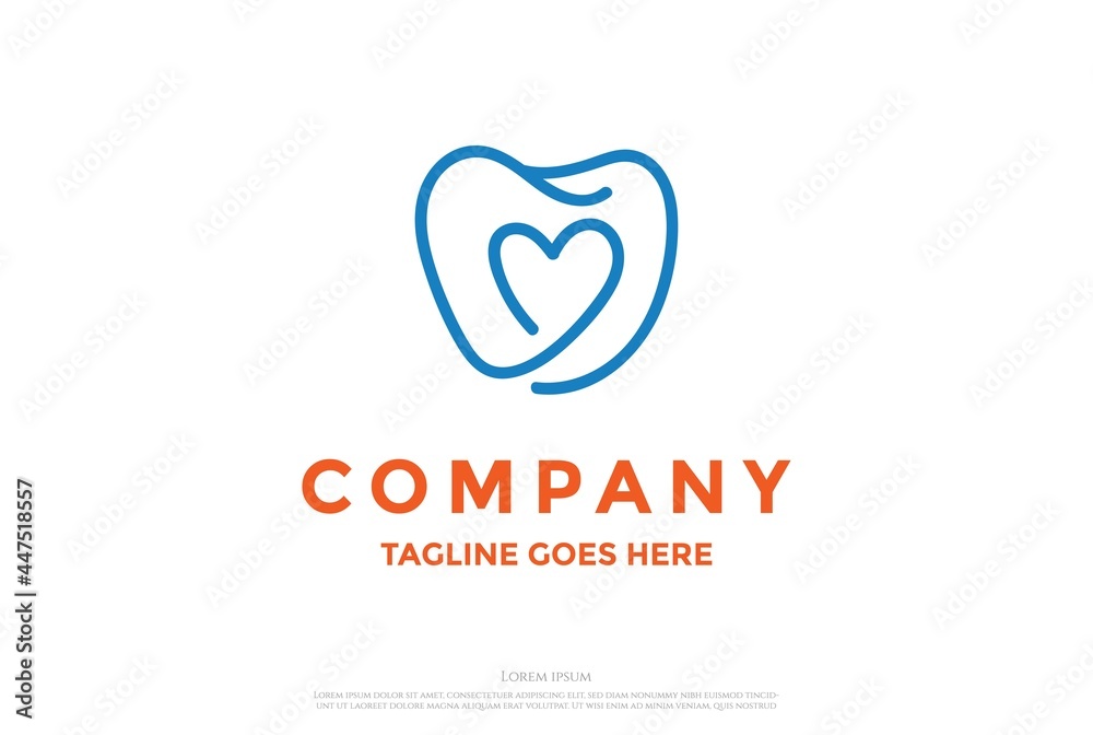 Tooth Teeth Dentist Dental Dentistry Heart Love Logo Design Vector