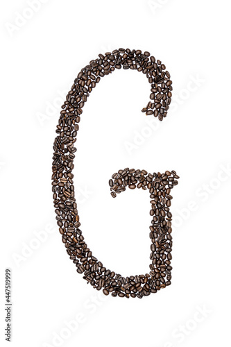Canvas Print The Letter G made from Coffee Beans