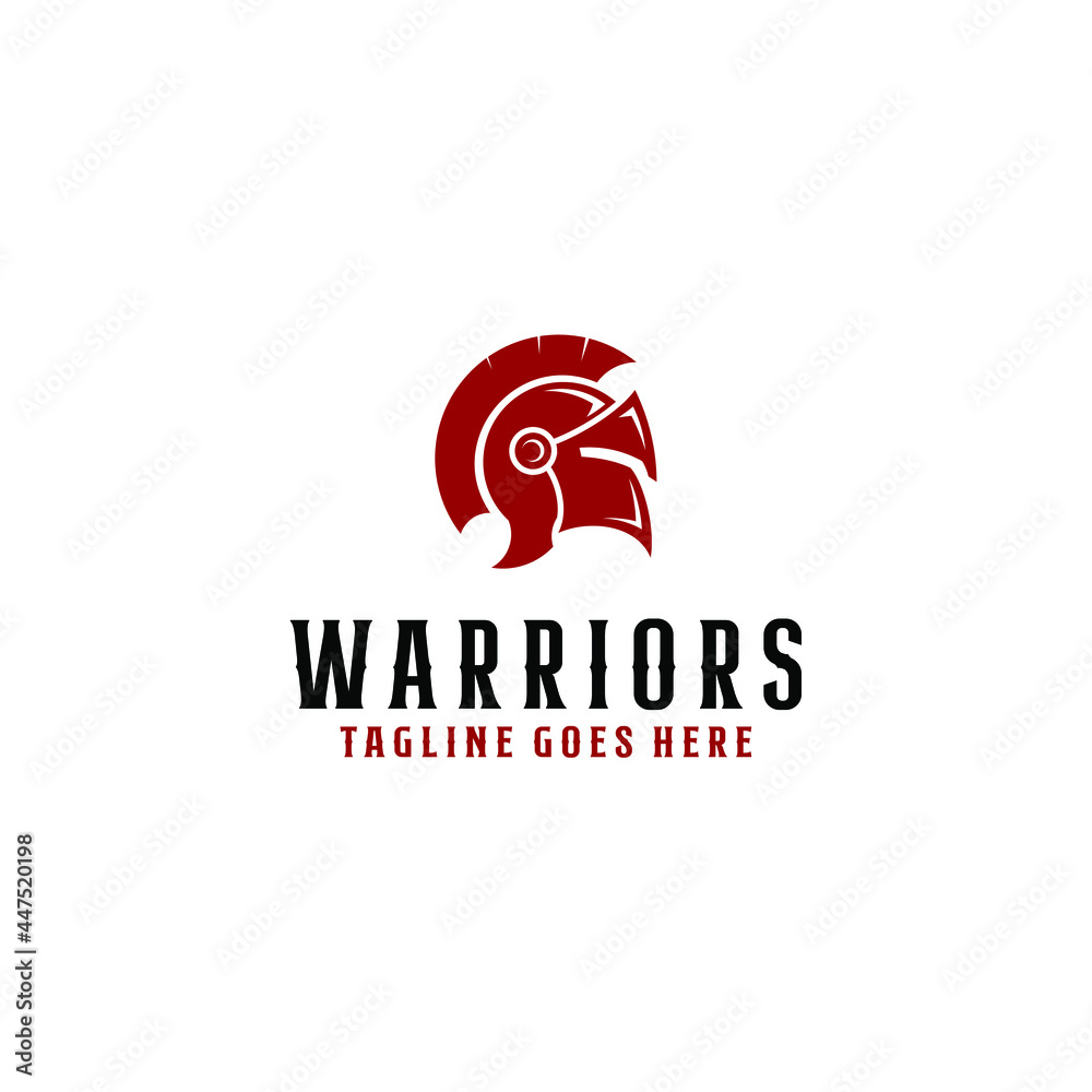 The strongest spartan warrior helmet symbol logo design