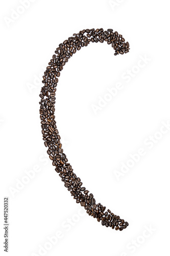 The Letter C made from Coffee Beans