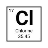 Chlorine periodic element symbol. Chlorine education science atom icon