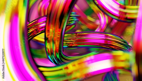 3d iridescence rainbow color tube. Abstract background