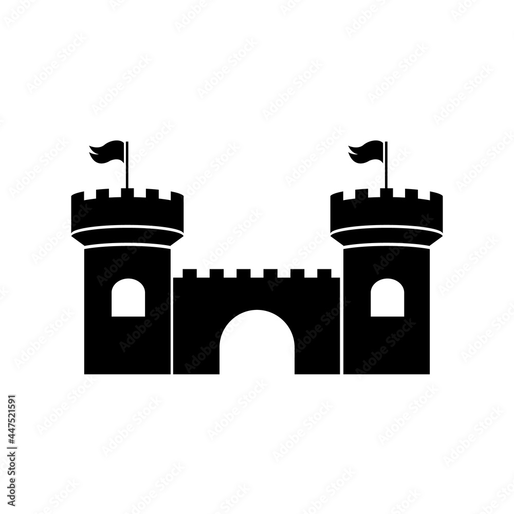 Castle  icon, Tower logo isolated on white background  