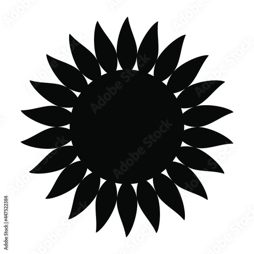 Sunflower silhouette icon. Outline logo for vegetable oil, natural eco product. Vector illustration isolated on white.