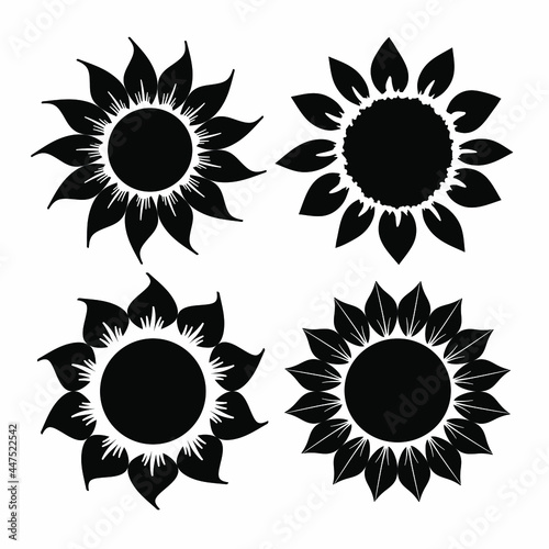 Sunflower vector illustration set for cutting. Vector illustration isolated on white.