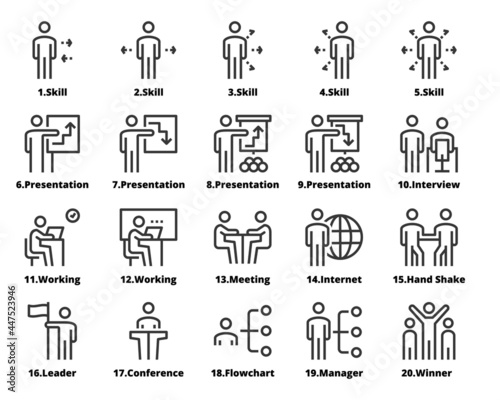Business People Icons Line Vector  Meeting  Businessman