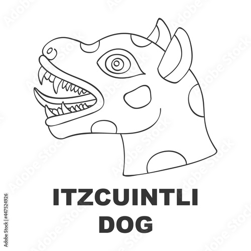  Vector icon with Glyph from Aztec calendar Tonalpohualli. Calendar day symbol Itzcuintli