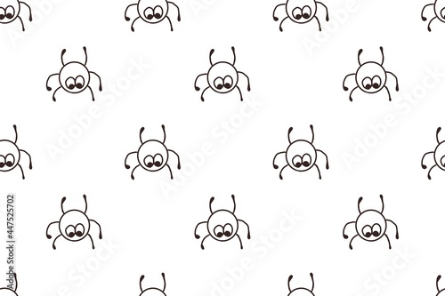 Seamless pattern Halloween Spider  white and black  doodle style  hand drawing illustration