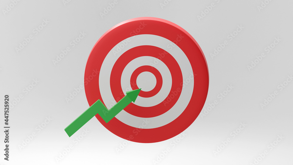 target goals success business strategy concept white background . 3D rendering