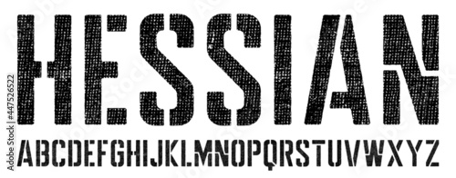 Stencil Font with a Detailed Hessian Texture